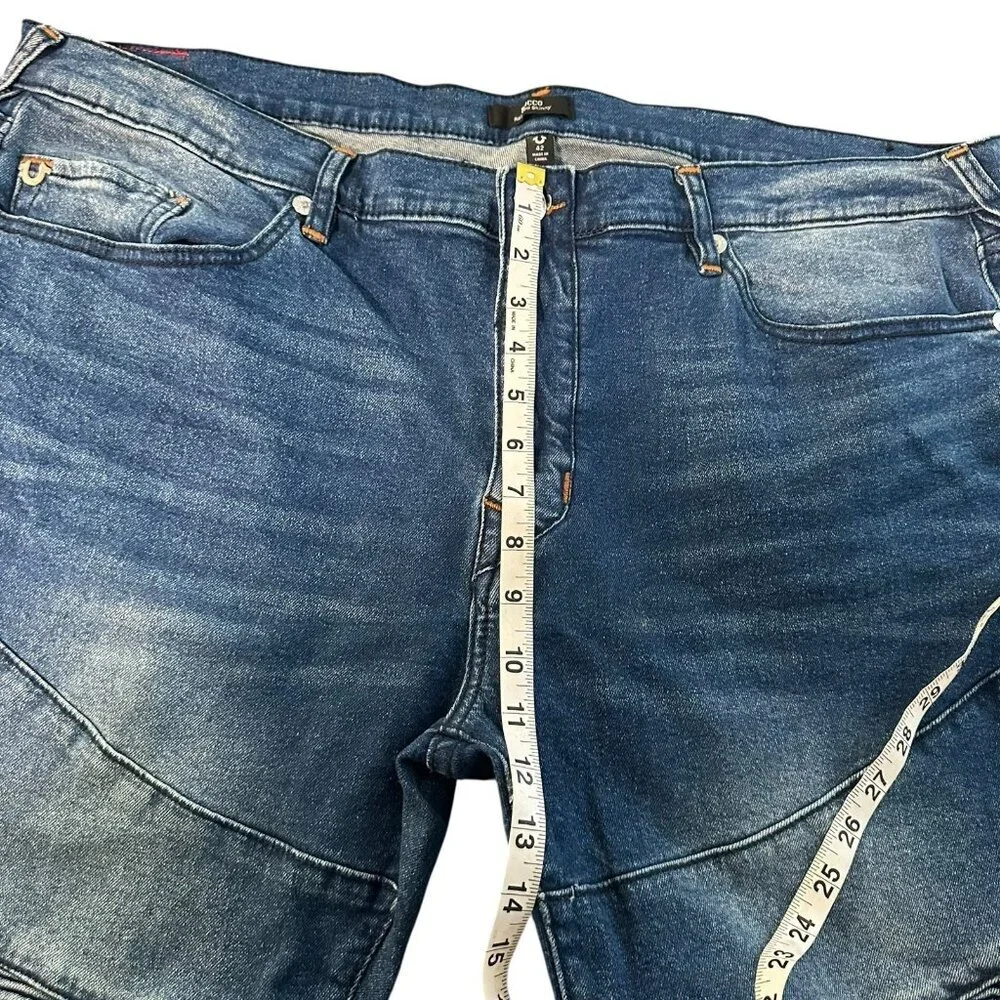 True Religion Mens 42x34 Rocco Relaxed Skinny Denim Blue Jeans Retail $219